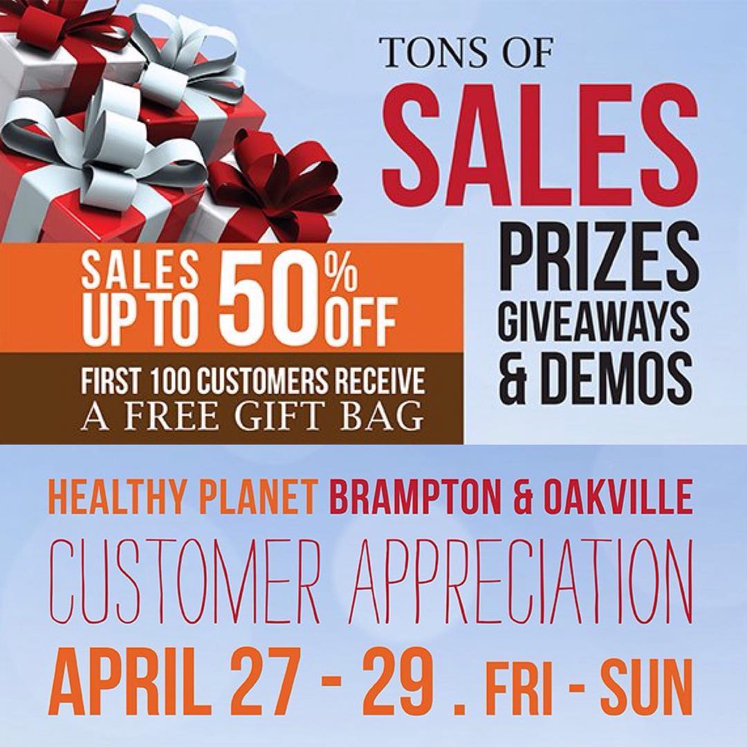 healthyplanetca's tweet photo. #HealthyPlanet Customer Appreciation Weekend! #LiveLifeHealthy
https://t.co/ABjosKgRGN
#Brampton
150 West Drive Unit 18 Brampton, Ontario
#Oakville
2501 Hyde Park Gate, Unit C2 Oakville, Ontario
#HealthyEvents #HealthySpecials #HealthyDeals #HealthyPromotion #HealthySavings https://t.co/KuX2dfOBQ8