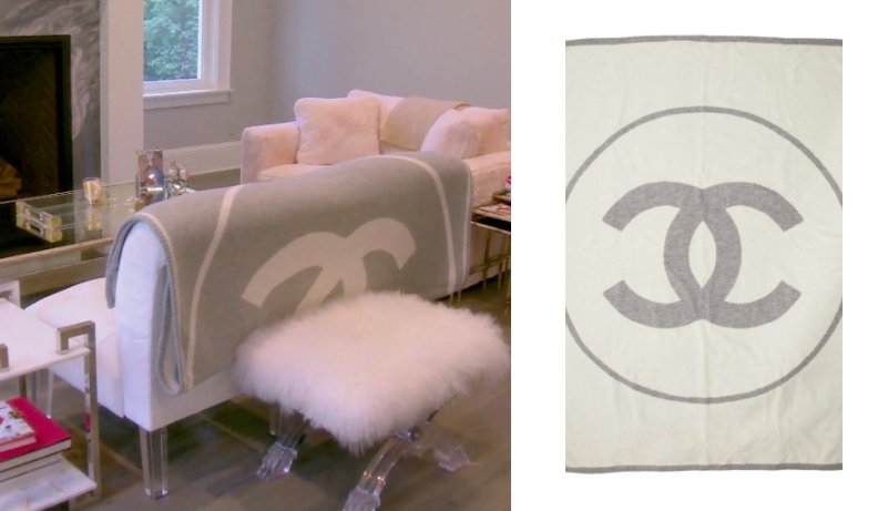 BigBlondeHair.com в X: „Cozy in Chanel! Get details on Kyle Richards' Chanel  Logo Throw Blanket here:  #RHOBH   / X