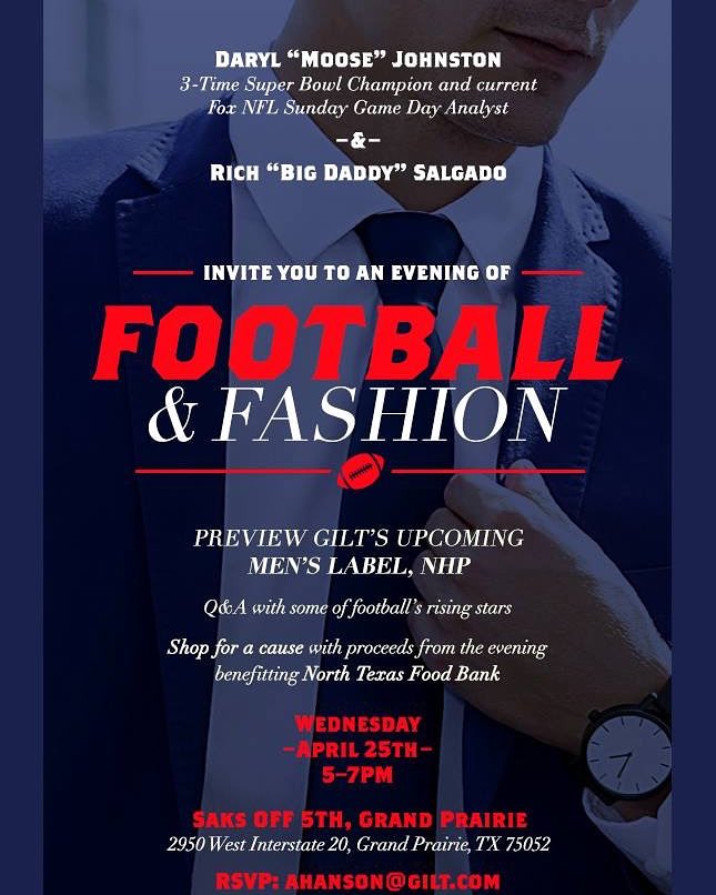 DarylJohnston's tweet photo. Great start to the morning with @lailamuhammad and @CoastalAdvisors. A little fashion and a little football. Come join us tonight in Grand Prairie for the #NewHighPerformance launch from Gilt and @SaksOFF5TH. Hope you can join us. https://t.co/dpWWVUSvkd