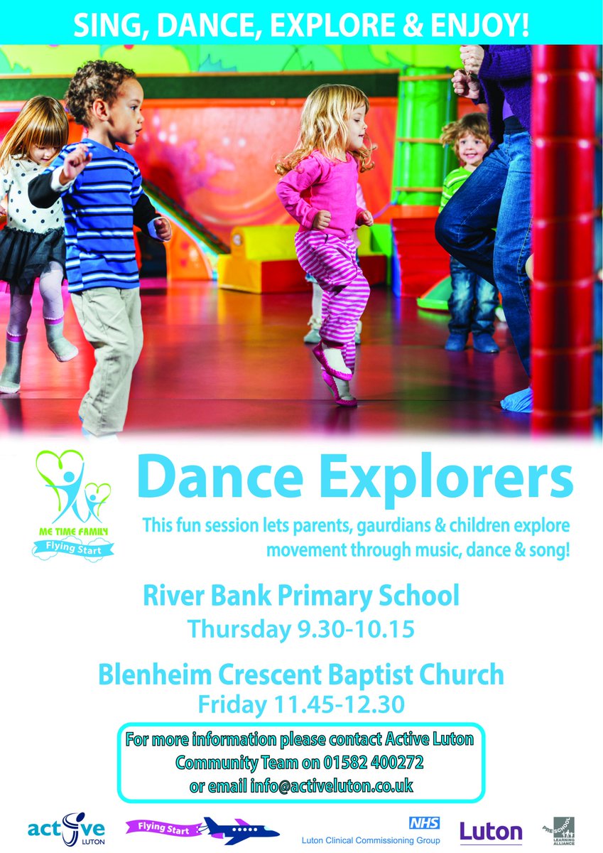 ActiveLuton's tweet photo. Don't miss @metimeluton Dance Explorers session tomorrow morning at @riverbankluton. Meet other parents, socialise, get fit and learn some really cool moves with your little one #MeTimeFamily #FamilyFun #Dance #Sing #Luton
@FS_Luton https://t.co/eoRcnR5Xv5
