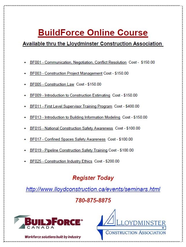 LloydConstAssoc's tweet photo. Too busy for classroom training? We offer Online Construction Courses #ConstructionLaw #IntotoBIM #ConstEstimating #Communications #Ethics @BuildForceCan @GoldSealCert https://t.co/5dzbbOZhPs