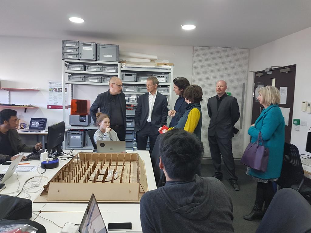 dr_mark_wright's tweet photo. Head of Arts Council, Sir Nicholas Serota, visits FACTLab and talks to research director Dr Mark Wright and Ben Eaton from Invisible Flock in residence with Indonesian Artists #FACTLAB 
@LJMUarts @FACT_Liverpool @ace_national @invisibleflock @BCIndonesia https://t.co/yJoJMqAWsK