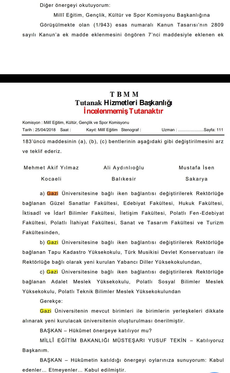 Gazi Universitesinden tıp,eczacılık, diș hekimliği ve muhendislik-mimarlik fakülteleri ayrılmıyor.Cabalarindan dolayi tum hocalarimiza Gazi tip ogrencileri olarak tesekkur ediyoruz #GaziyeDokunma #Gaziyesahipçık #GaziyiBölemezsiniz tbmm.gov.tr/develop/owa/ko…