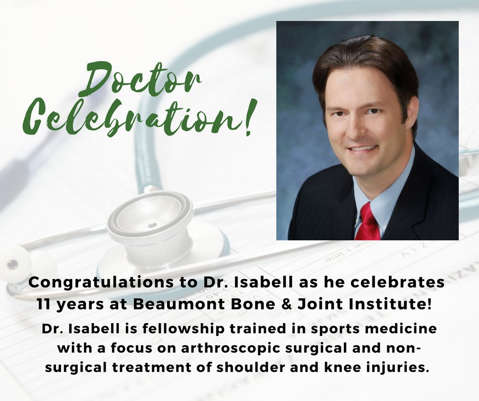 Beaumont_BBJI's tweet photo. April is a work anniversary month for Dr. Isabell! He has been with us for 11 years and focuses on arthoscopic surgical and non-surgical treatment for shoulder and knee injuries.
#BBJI #TeamIsabell #Celebration https://t.co/uQgr5gyYxt