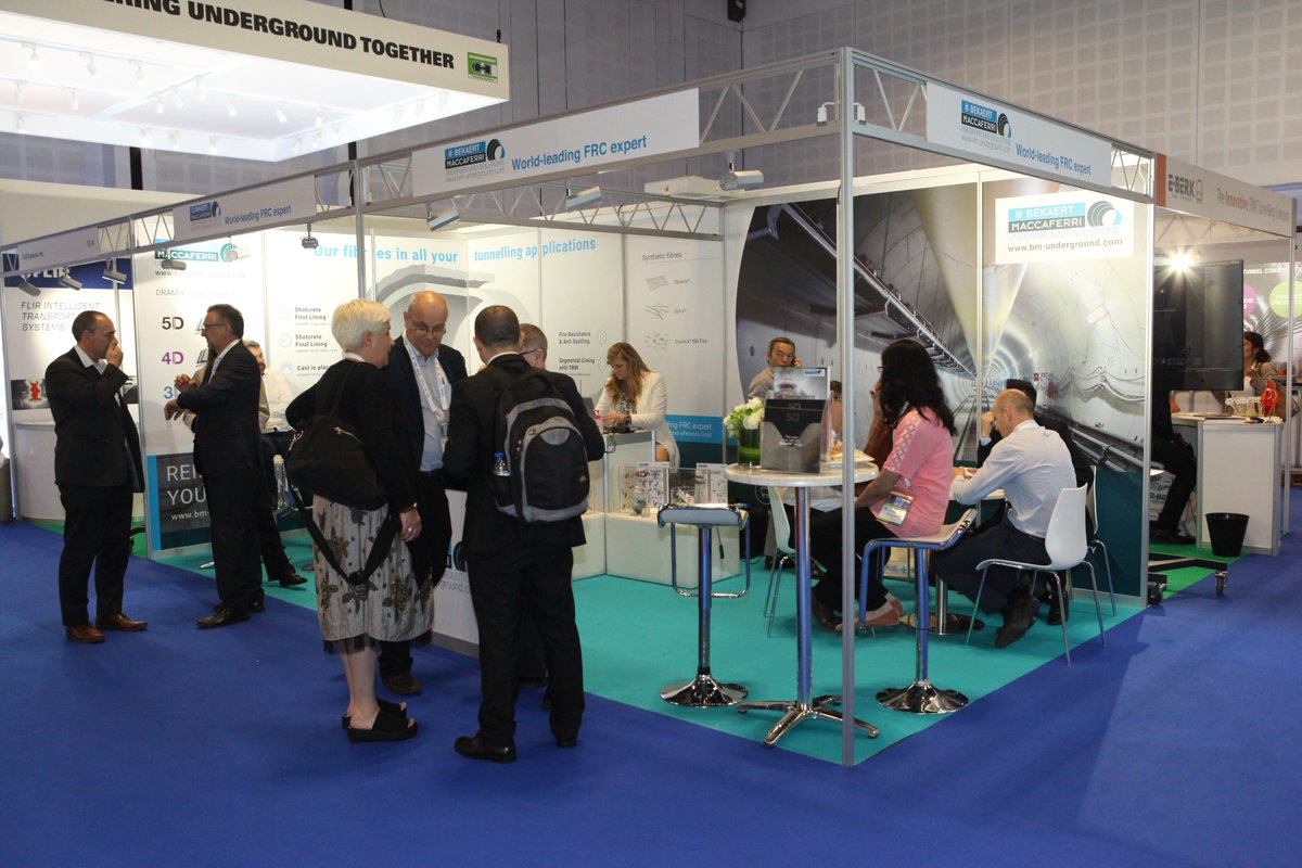 SOETunnelling's tweet photo. The booths of Silver Sponsors @BekMacUnSol @RITCO_KR @ArcelorMittal @Robbins_Co at #WTC2018

#WTC2018Dubai #Dubai #Tunnelling https://t.co/YYsD76fOoo