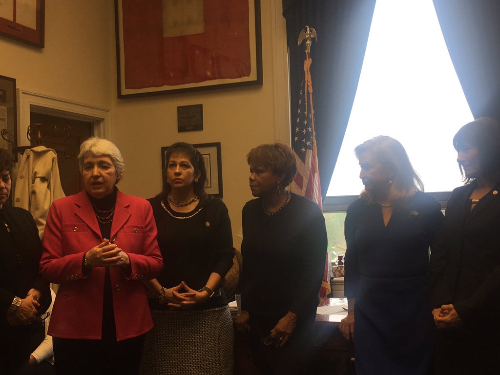 FeministFDN's tweet photo. "We want to strengthen Title VII, Title XI and the Violence Against Women Act. And every step of the way we are pushing for passage of the #ERA. We are marching in the streets and we are not stopping. This is a historic moment." @elliesmeal #EnoughIsEnough #WorkSafeLearnSafe https://t.co/jxYV4RcNpY