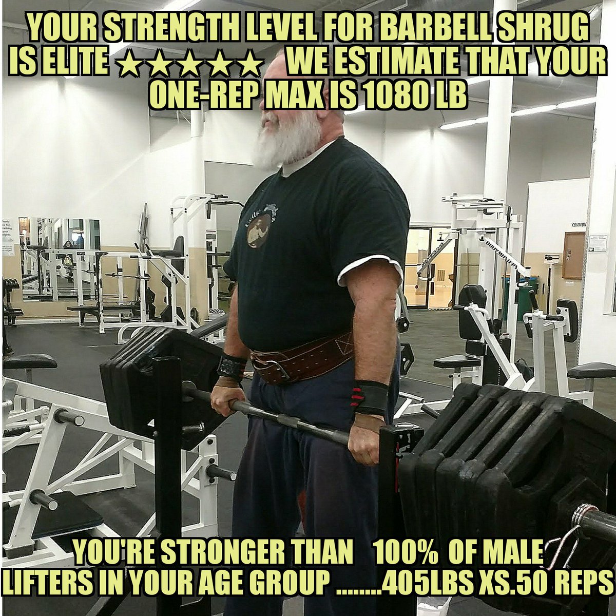Rmb4591Men's tweet photo. New Personal Best For Barbell Shrugs:
405 lbs xs. 50 reps. (64 years old)
#nosteroids, #nosteroidsneeded #steroidsnotneeded #Nopeds #nopedsneeded https://t.co/4keYDDlPNL https://t.co/VghAfmpboR