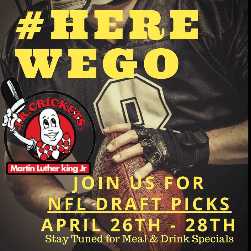 jrcmlk's tweet image. We Are Your Spot for Watching the Draft Picks!!

Join us in our upstairs dining sports bar!

#JrCricketsMLK 
#NFLDraftPicks
#JrCricketsMLKWings