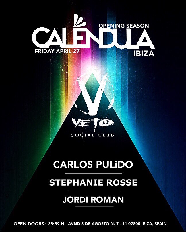 CarlosPulidodj's tweet photo. This Friday !! @vetosocialclub #ibiza @Calendula_Elect #opening #season #carlospulido #ibiza208 #veto https://t.co/QadFhU1cnp