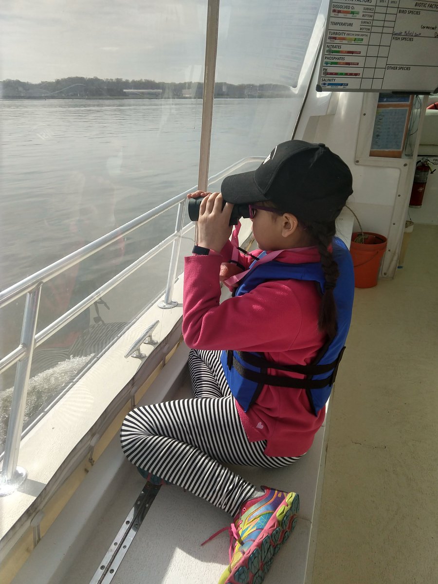On Monday DCB's 5th grade #GlobalLEADers went on a boat expedition with @chesapeakebay on the Potomac & Anacostia rivers studying watershed maps, testing water quality, learning about pollution, and learning about the adaptations that fish have to survive.