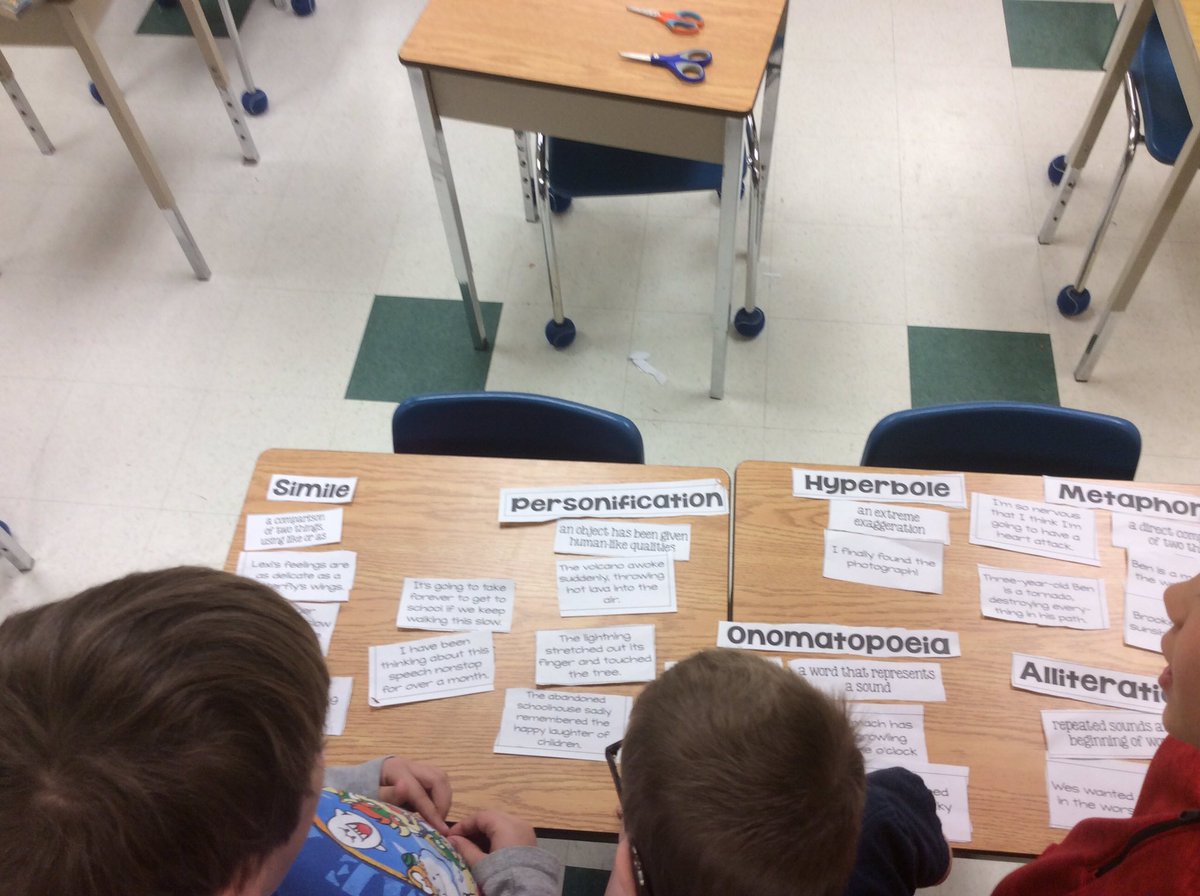Hopkins_UTES's tweet photo. Sorting through #FigurativeSpeech examples after matching their name with the definition was one way to support #basegroup members in solidifying their understanding. #PoetryMonth #language https://t.co/tuHL6wuwCe