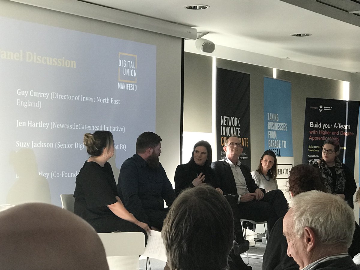 KenTeears's tweet photo. @digiunion #DUManifesto panel of @jim_mawdsley @RachelPeacock4 @BQSuzy @yousayjump @NGinitiative  @InvestNEEngland great discussion about the #12PointPlan #ThisIsMINE https://t.co/53EUzcSSw7