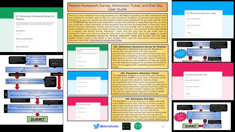 SYAlexClarkson's tweet photo. Admission Tickets, Exit Slips, and Homework Surveys for Parents are a great resource for planning your class or school day and guiding instruction. Check out these resources for elementary school teachers. https://t.co/kHi8YIM0DZ https://t.co/nL669jyfbn