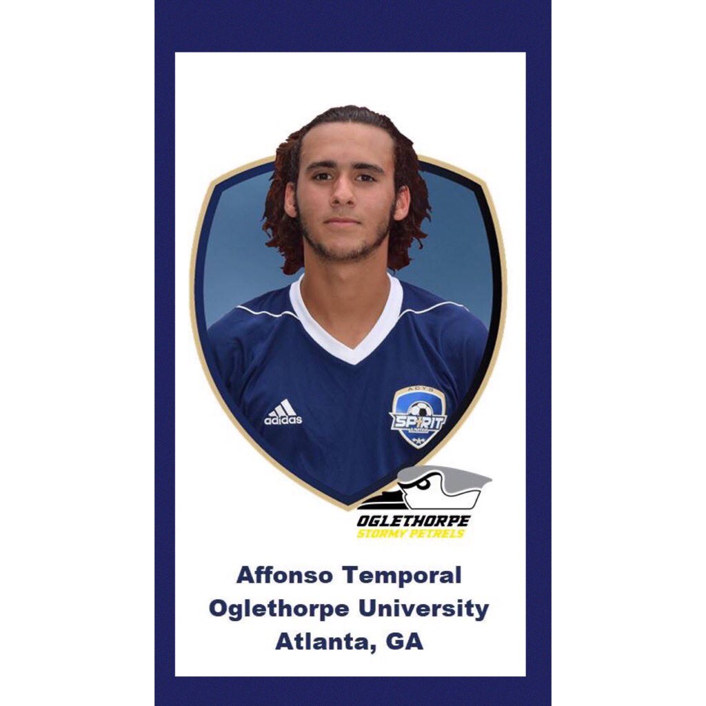 SpiritUnited's tweet photo. Congratulations to ACYS Spirit United Alumni Affonso Temporal as he embarks on his new academic endeavors and the 2018-19 collegiate soccer season at Oglethorpe University in Atlanta, GA. We are proud of you and your accomplishments. #UNITEDWEAREONE #ACYS #SpiritUnited #college https://t.co/GYVQpIy33d