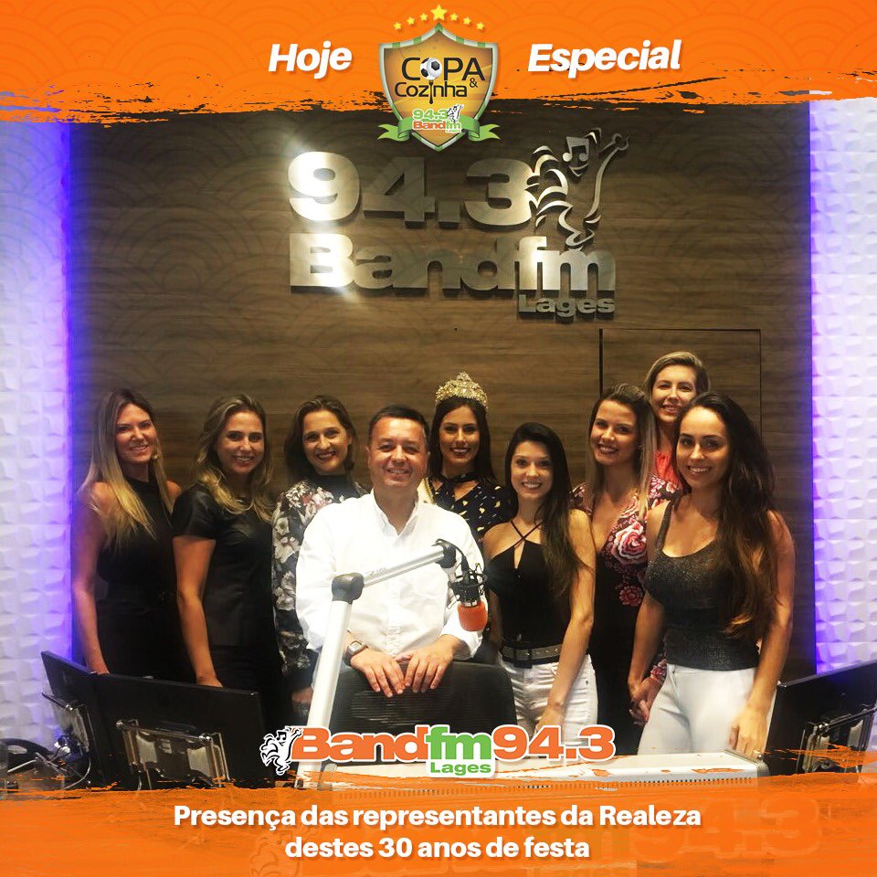 ricardocordova's tweet photo. Hoje tem @copaecozinha943 com ex Rainhas e Princesas... rola um papo de bastidores muito legal.
Se liga na @bandfmlages 
Começa às 17h50. https://t.co/ZIats2yg4P