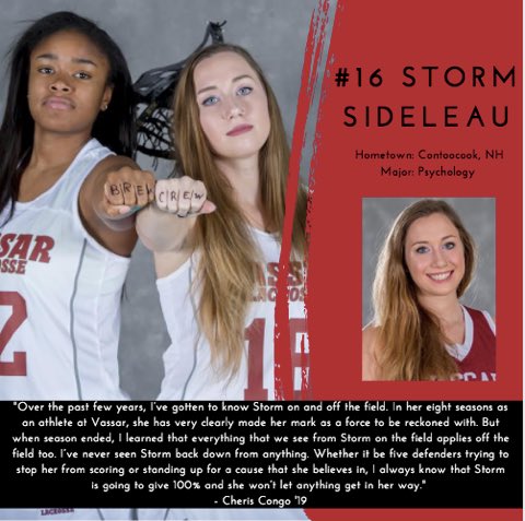 VassarWLax's tweet photo. We feel a Storm brewing from our Contoocook, NH native - Storm Sideleau! https://t.co/0YlrLyh8hp