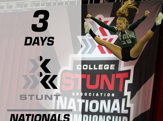 STUNTtheSport's tweet photo. 3 days y’all! Retweet this to wish our #3 seeds the best of luck! @OBU_Spirit @sacstatecheer #STUNTthesport #STUNTnationals https://t.co/dka0Rh1QEy