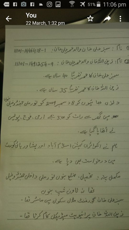zeenatkhan350's tweet photo. #missing person #
#justice4missing person #
#pashtun Tahafuz movement # https://t.co/hRplealb1O