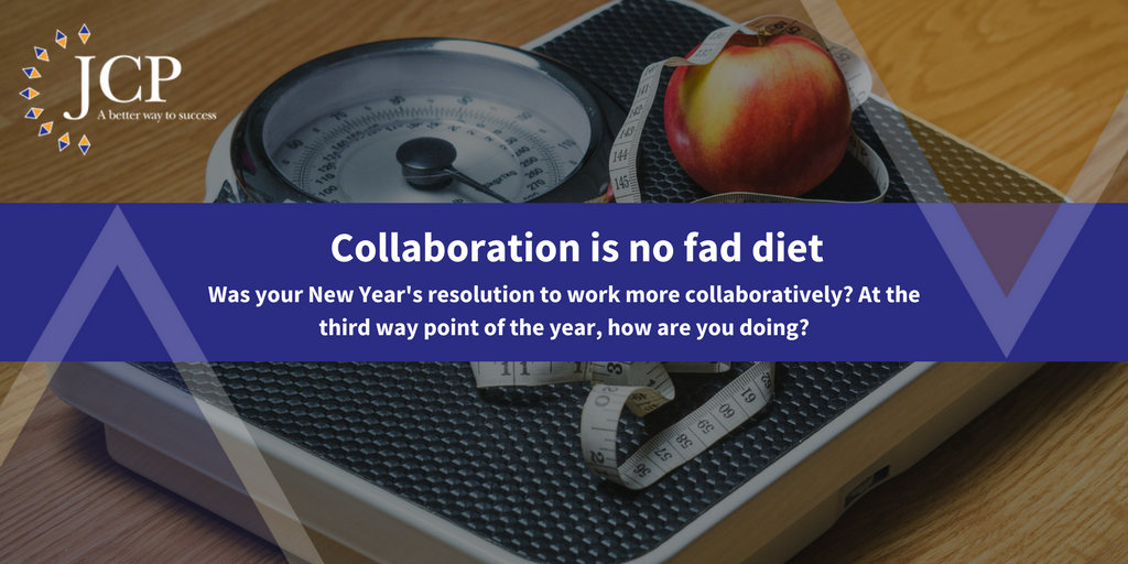 JCPConsultancy's tweet photo. Was your New Year’s resolution to work more collaboratively? At the third way point of the year, how are you doing? Like any resolution, good #collaboration takes research, planning, hard work and determination. But the rewards can be extraordinary: https://t.co/aHnAMcPkkB https://t.co/t43Ctga8ho