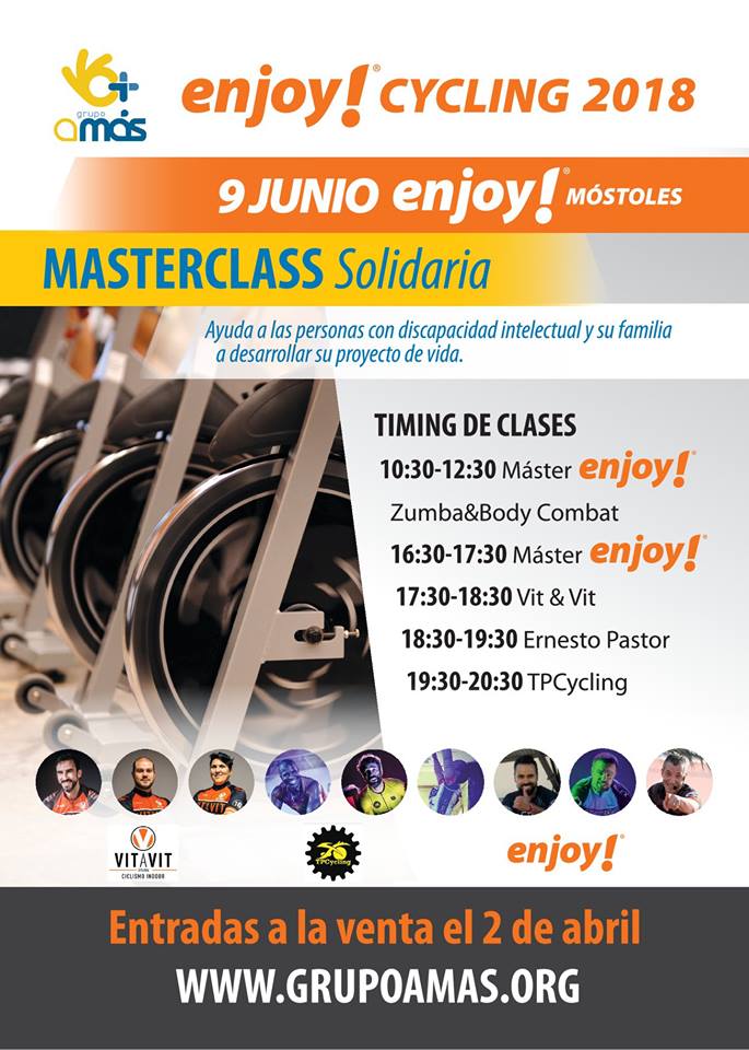 GrupoAMAS's tweet photo. L@s mejores entrenador@s de Cycling te esperan el 9 de junio en Parque Finca Liana @AytoMostoles #Zumba #BodyCombat @EnjoyWellnessES #MasterclassSolidaria Ya quedan pocas bicis! CONSIGUE AQUÍ LA TUYA: https://t.co/7cvWW7YXop https://t.co/asBpDvCsgp