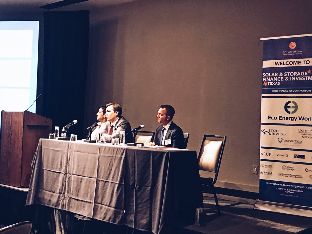 SunnovaEnergy's tweet photo. Our CFO, Jordan Kozar, took to the #SSFTexas stage in #Houston to discuss the world of #solar + #storage financing. Thanks for having us @_SolarEnergy! https://t.co/LVoWi38pLs