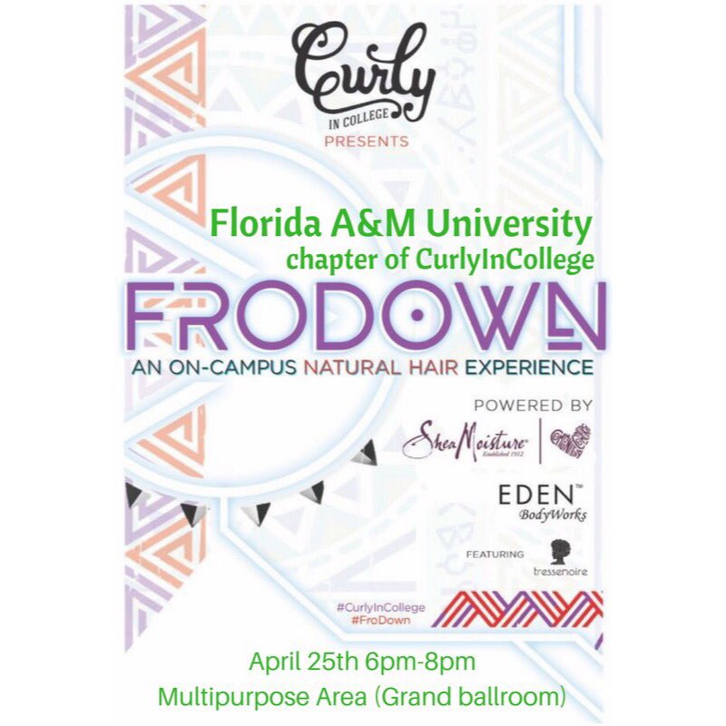 CurlyInCollege's tweet photo. Meet Abigail! She will be the special guest TODAY at the #FAMU chapter of #CurlyInCollege #FroDown powered by @SheaMoisture and @edenbodyworks featuring @TresseNoire! She will be answering all your hair questions at the event #sheamoisture #DiscoverEDEN #tressenoire https://t.co/q5bzOnr2Fj