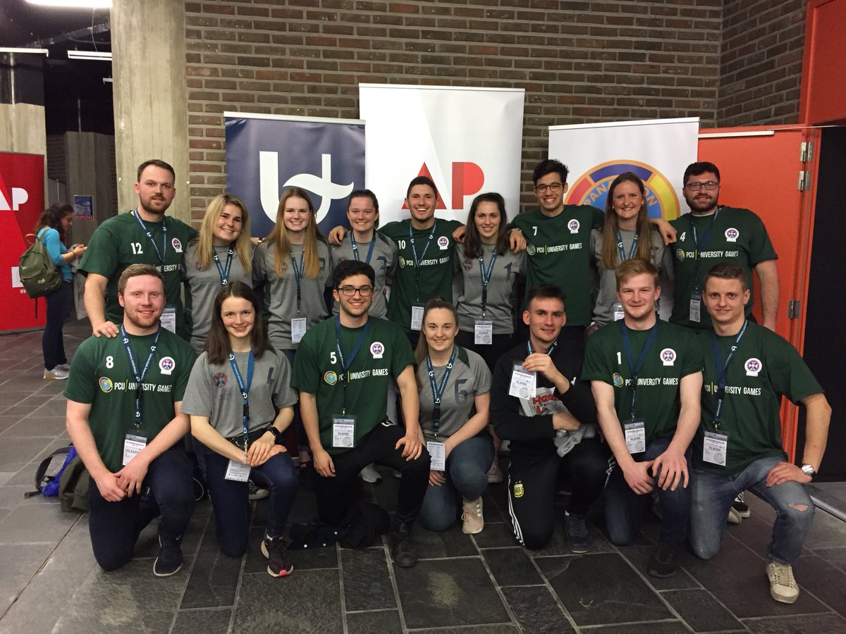 EUWfutsal's tweet photo. A quick stop at our hostel, a little sightseeing, some beautiful Belgian pasta, and now we’re at the Official @pcu_committee Opening Ceremony! #EUWAFC https://t.co/4xIsFTSRtC