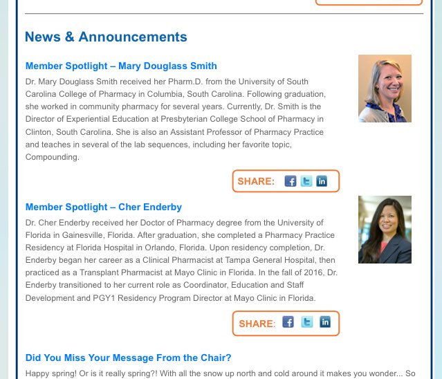 SC_Pharmacist's tweet photo. Happy to share the @ASHPOfficial Member Spotlight with my Preceptor Skills friend &amp; colleague @Gator_PharmD 😄 #ASHPPreceptor https://t.co/c9y1nsCTx6