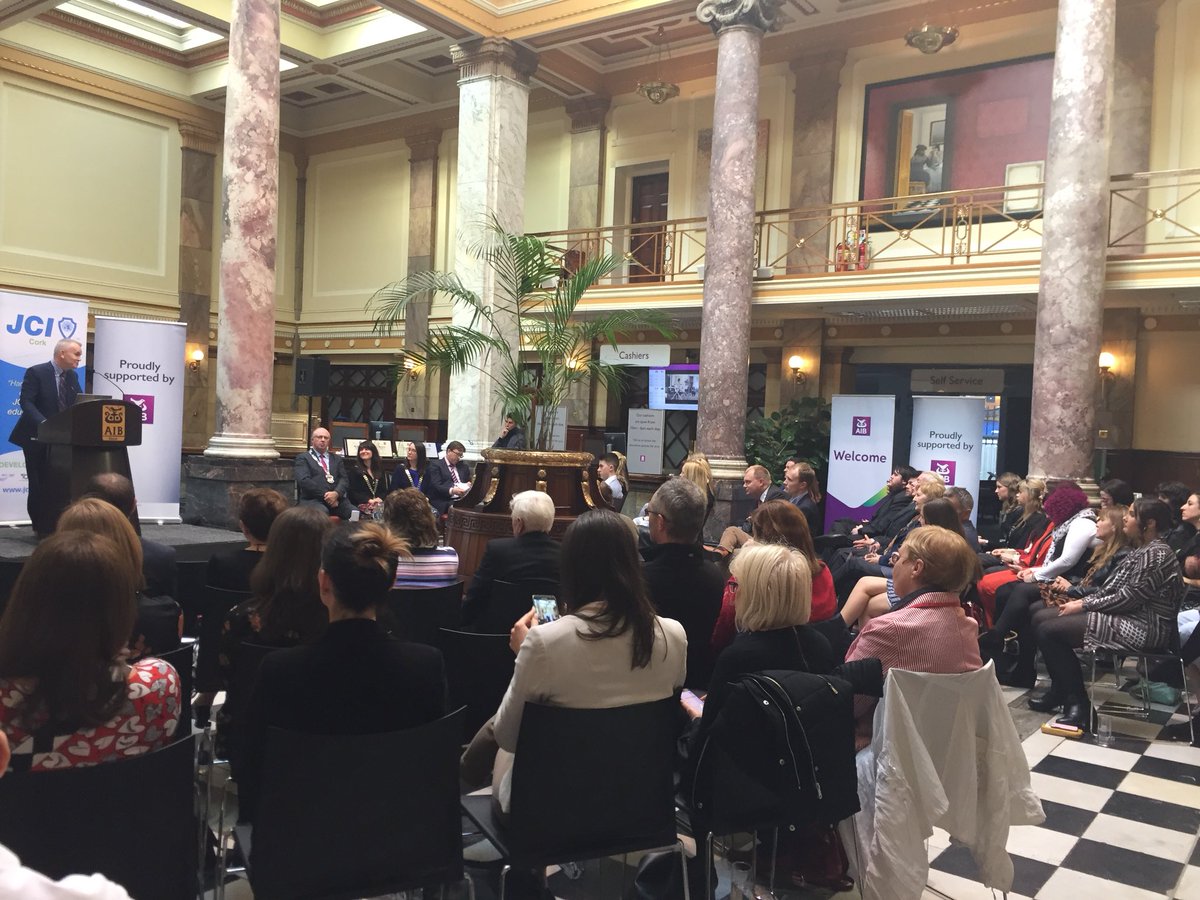 Vickicrean's tweet photo. Fantastic address from Kevin Cullinane @CorkAirport @JCICork TOYP Awards 2018 @AIBBiz 66 South Mall Cork . @markfitzh @AIBIreland @AIBBiz @Kathlynch2 @ekelleher_ @tallulah41 @Rockwardine @Kathlynch2 @OonaghC_AIB @rosemary_mc https://t.co/xIAEOyzHNt