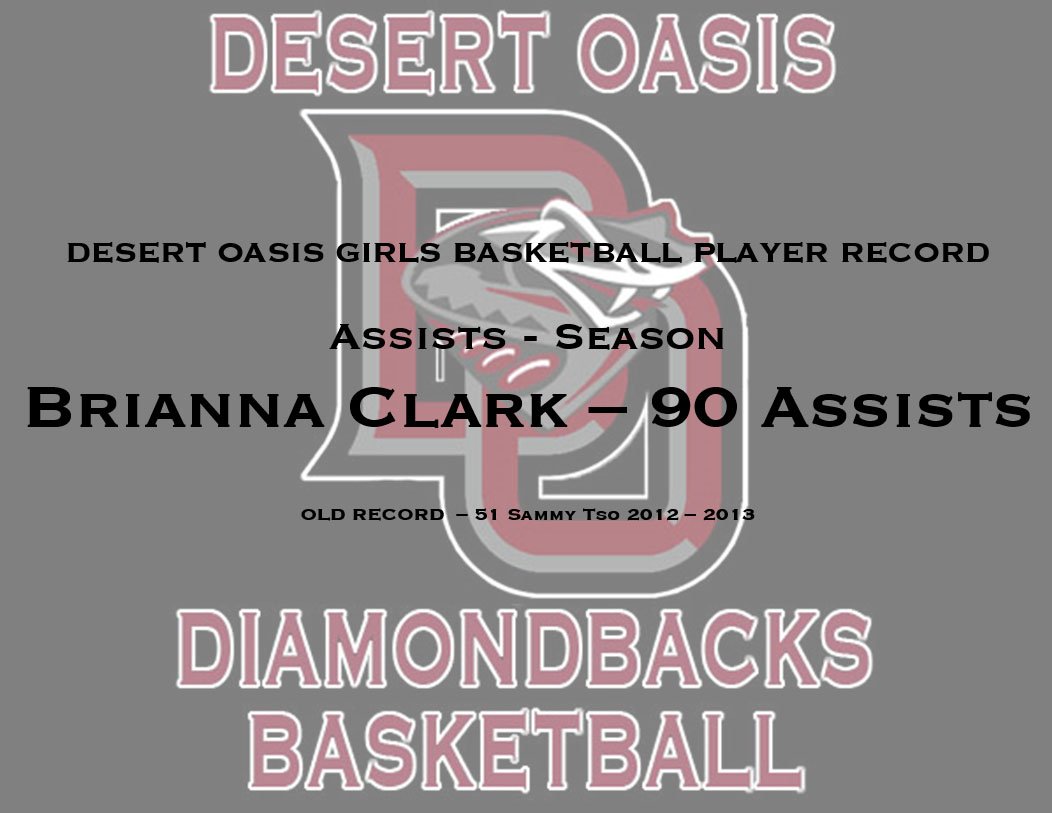 DesertOasisHoop's tweet photo. Brianna Clark @vegas_clark is now the Career, Season and Game Assist Record holder with 160 Career Assists, 90 Season Assists and 8 Assists in a Game. https://t.co/341P7vyb1c