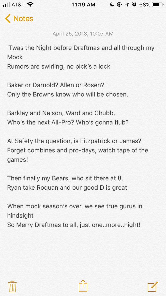 Prose_and_Con's tweet photo. @ChicagoBears @McShay13 @RapSheet @AdamHoge @adamjahns #NFLDraft2018 https://t.co/hSgfgm77Wj