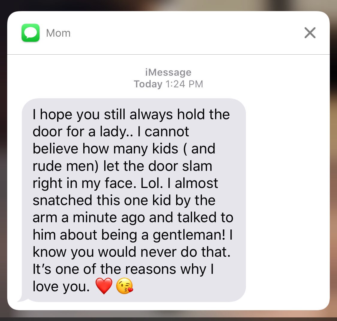 jakeowen's tweet photo. Yes, Mom.... I always hold the door for a lady. Listen up little boys. https://t.co/LDehWfZpHY