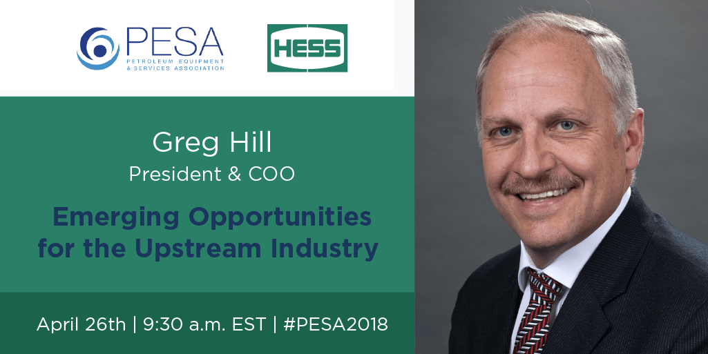 HessCorporation's tweet photo. Greg Hill, Hess President & COO, will be participating in the upcoming 2018 PESA Annual Meeting Upstream Panel tomorrow, April 26 at 9:30 a.m. EST.
#PESA2018 #Upstream
Learn more about the event and “Emerging Opportunities for the Upstream Industry”: https://t.co/b0KXTw5Qcq https://t.co/Bf3KZu02fb