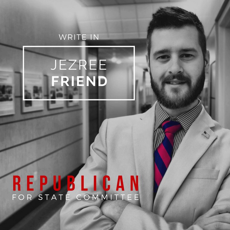 JezreeFriend's tweet photo. Please write me in for #Republican #StateCommittee in #Erie County on May 15th. #WriteAFriend #GOP #YR #MakeLibertyWin #AxTheTax #follow #share https://t.co/zbbFewLrfp https://t.co/YSRbvOPl6Q