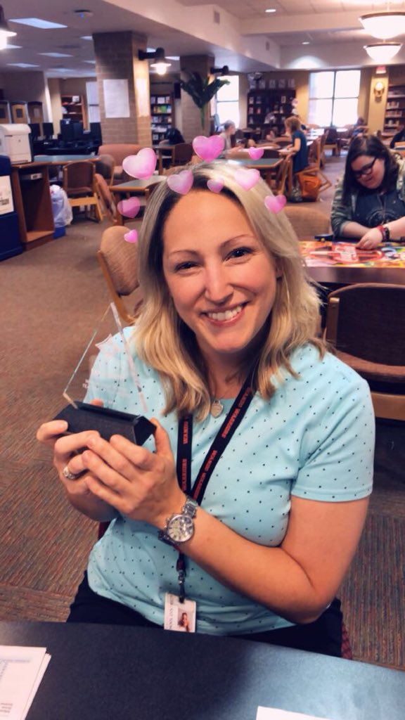 LucyeLibrarian's tweet photo. Ms. Erica Smith was awarded the Wando Teacher of the Month for March 2018! She has been working hard with our Paws for Literacy program and collaborating with teachers using our https://t.co/yJwaUtGUas boxes. Congrats Ms. Smith! @wandohigh @VOCALCCSD #TLsmakemagic @CCSDConnects https://t.co/9pfy274tXS