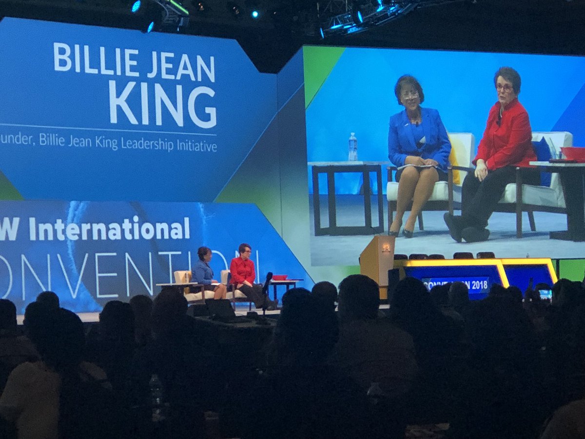 UFCWwomen's tweet photo. What an incredible honor it is to have the legendary and barrier breaking @BillieJeanKing speaking to us today! #ufcwcon18 #2018UFCWCon https://t.co/evbiBE8ldS