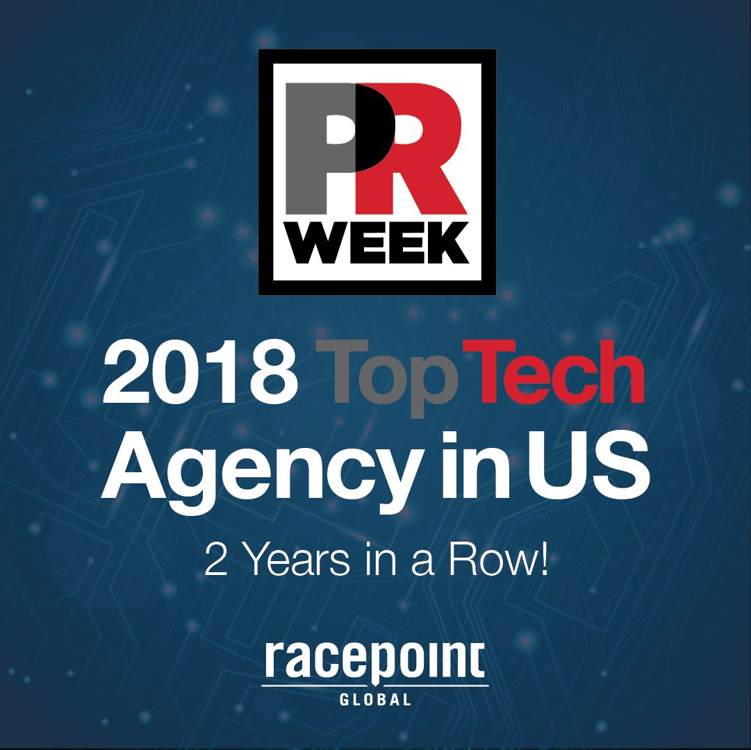 racepointglobal's tweet photo. We’re tech geeks at heart, which naturally means that we have been named a Top #Tech PR Agency in the US by @PRWeekUS for two consecutive years! #WeRPG #TechPR #ABR18 https://t.co/w0Dcqk0QdB
