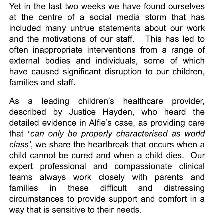 bbcmerseyside's tweet image. Alder Hey Hospital release open letter following latest court ruling on #AlfieEvans case.