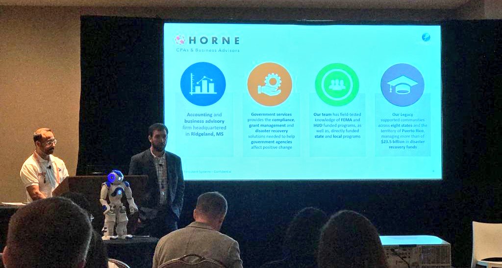 Persistentsys's tweet photo. Bill Wadlington of @Horne_LLP - shares how they used @blue_prism #bots and #AI to speed up the delivery of funding processes w/ help of @Persistentsys. #AppianWorld @Appian #PersistentatAW18 https://t.co/9JY4zSOPug