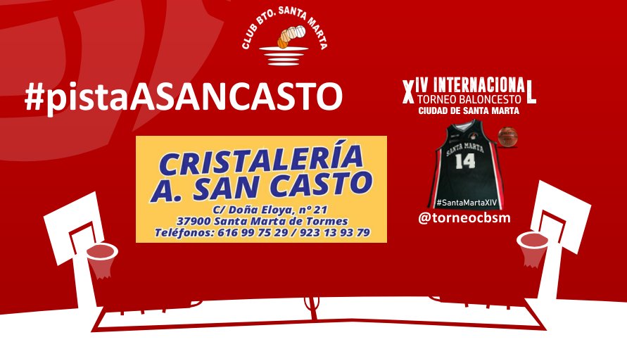 TorneoCBSM's tweet photo. ! Otra pista patrocinada ¡ 🏀⛹️‍♀️ #pistaASANCASTO Agradecemos a Cristaleria A. San Casto @asancasto su participación en nuestro Torneo #SantaMartaXIV @TCBasket Te esperamos 26 y 27 de Mayo, ! Inscríbete ¡ https://t.co/e0weW1iAJ2
