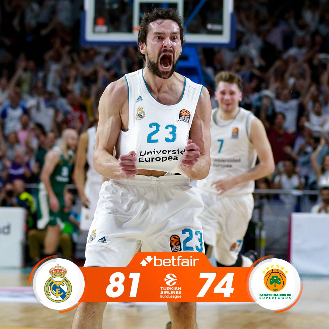 RMBaloncesto's tweet photo. 🏀✅👊 ¡FINAL! ¡Importante victoria del equipo frente a @paobcgr el día que regresó @23Llull! ¡Estamos 2-1 en la serie de los cuartos de los playoffs de @EuroLeague!  @Betfair_ES | #GameON https://t.co/4jVQgsLZDT