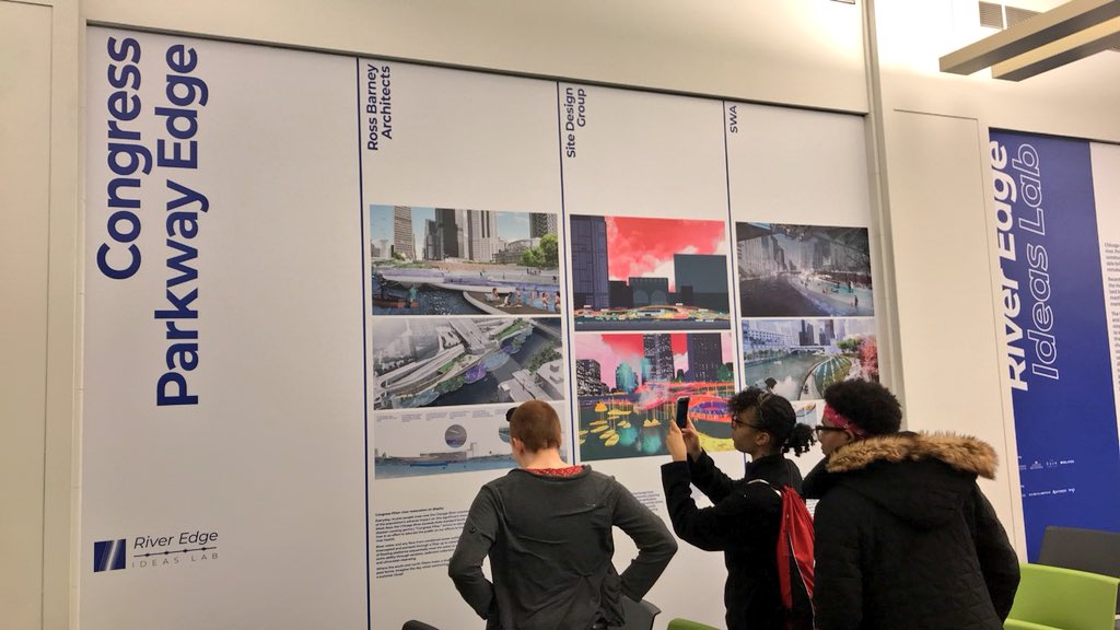 Metroplanners's tweet photo. We’re excited to have have Mr. Cohen-Leadholm and his students from @GCELabSchool with us today for a tour of the #ChiRiverLab and @ChiRiverwalk. Thanks to @cgs_mph, @MisterTyler and @SheharaWaas for leading this opportunity to get youth excited about riverfront development. https://t.co/DlHVI26hJP