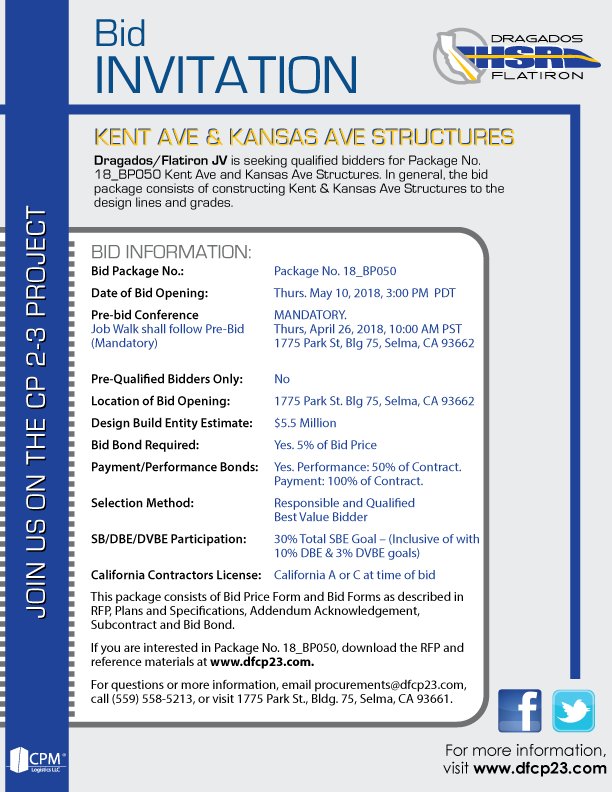 DFJV_CP23's tweet photo. MANDATORY Pre-Bid Meeting for CP 2-3 Kent Ave &amp; Kansas Ave Structures is Thursday, April 26 @ 10:00AM. Review Bid Package at https://t.co/jLjPeTp7hJ https://t.co/4dVuwZLCpT
