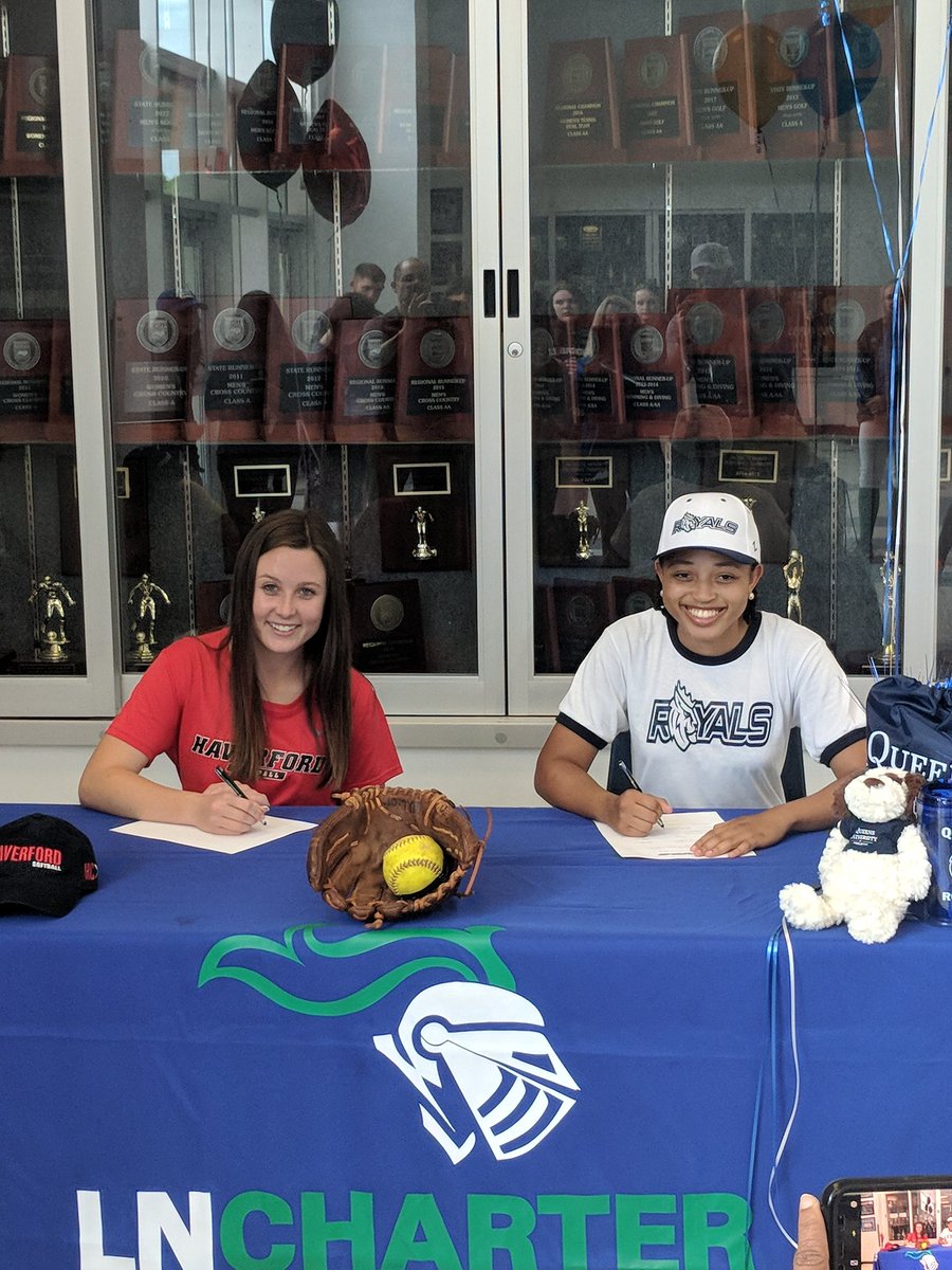 Congratulations to Emily Reinstadler (Haverford College) &amp; Khristen McPherson (Queens) for committing to play Softball at the next level. #LNCPride