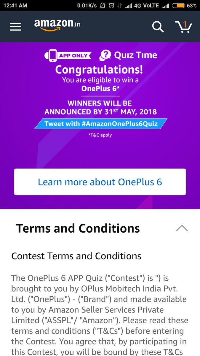 namanjain1116's tweet image. #AmazonOnePlus6Quiz
#OnePlusIN
#Amazon
#Luck😃😃😃😃🤔🤔WORK
