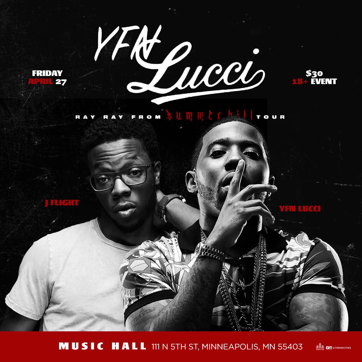 JflightMN's tweet photo. Friday night I’ll be performing live w/ @YFNLUCCI at the @MusicHallMpls 

Grab your tickets before they sell out 
https://t.co/I2eOo39sAH 👈🏾 https://t.co/x2inVkyYby