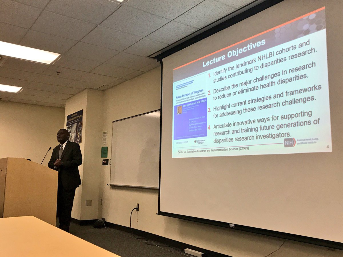 DrMaceyLevan's tweet photo. Happening now @JHhealthequity -@NHLBI_Translate Director of Implementation Science @nih_nhlbi addresses our center at Johns Hopkins about health disparities #HealthEquityChat https://t.co/GldDF93Qr0