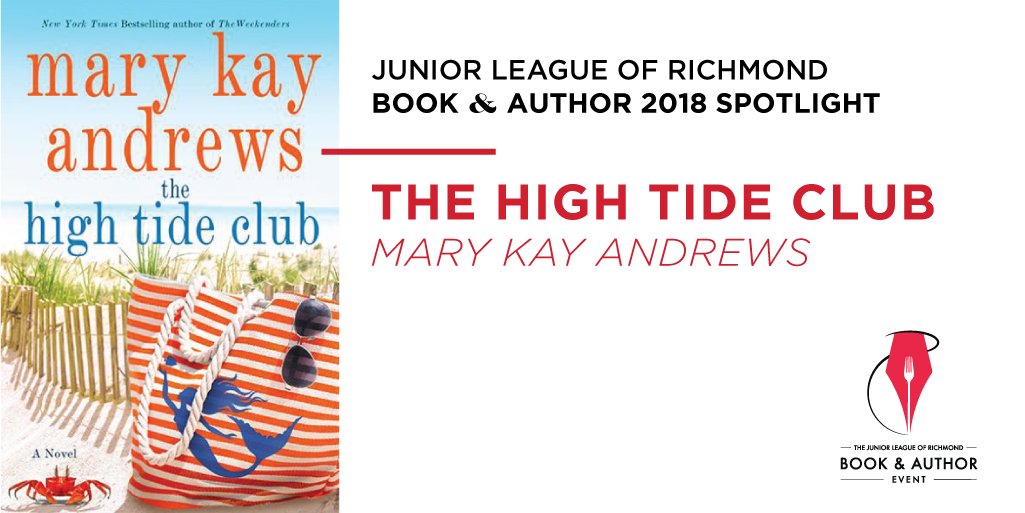 So excited to have @nytimes best-selling author @mkayandrews join us for #BookandAuthor2018 to discuss her latest novel, #HighTideClub. Tix are still available for the dinner on May 10! bit.ly/2FV7A8z