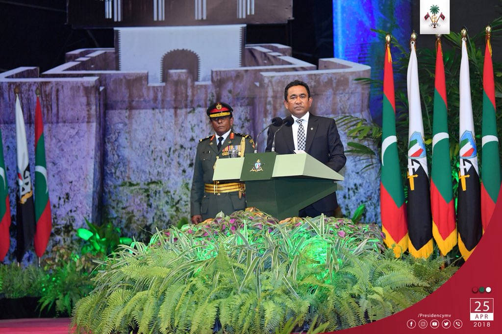 presidencymv's tweet photo. Gaumuge haggugai thedhuvaane dhivehin abadhuves thibeynekan Gaumee dhifaaee baarun fennamun dhaakamugai Raeesuljumhooriyyaa vidhaalhuvejje 
https://t.co/K16b2rEk6E https://t.co/OA3RLrQHuH