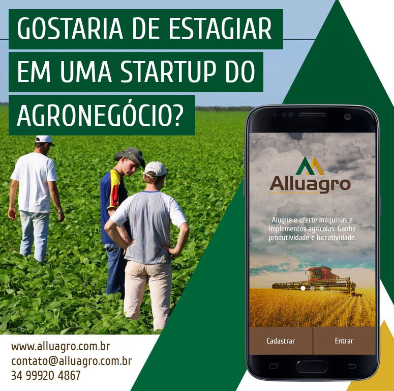 alluagro's tweet photo. Você que tem um espírito empreendedor e gosta de desafios, temos vagas de estágio para estudantes de agronomia. #alluagro #agronomia #estágio https://t.co/6T3pHPv17P